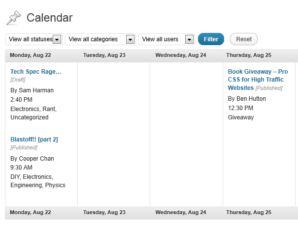 Calendar View