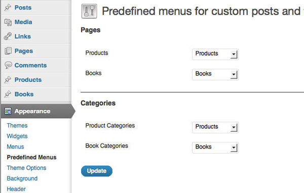Settings page in WordPress Admin