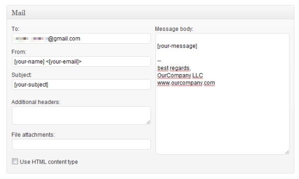 Mail template settings
