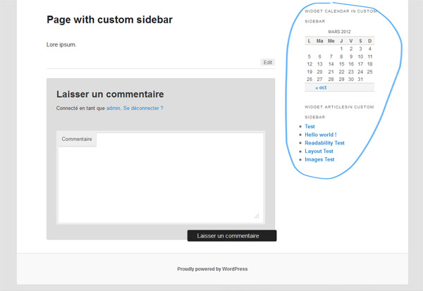 Page with custom sidebar